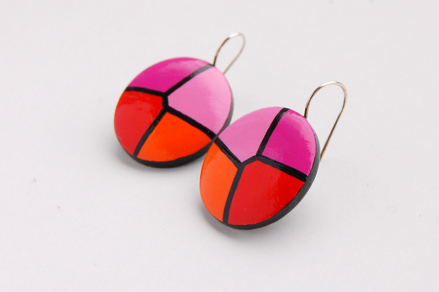 Hand painted geometrical Dangle earrings