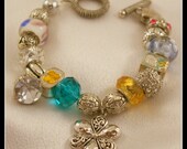 European Style Bracelet with Flower Charm.  Classic.  Unique.