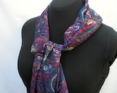 Navy Royal Paisley Chiffon Scarf, Seasonless, Easy Care