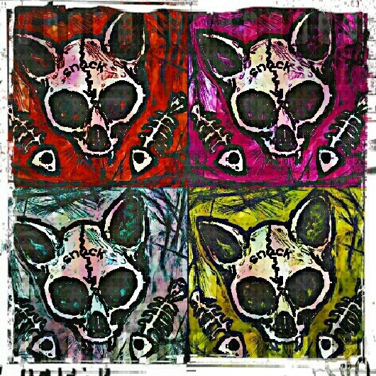 Pop Art Kitty Skulls 12x12 archival print
