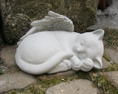 Cat Angel, Memorial Concrete Large Statue For Kitty