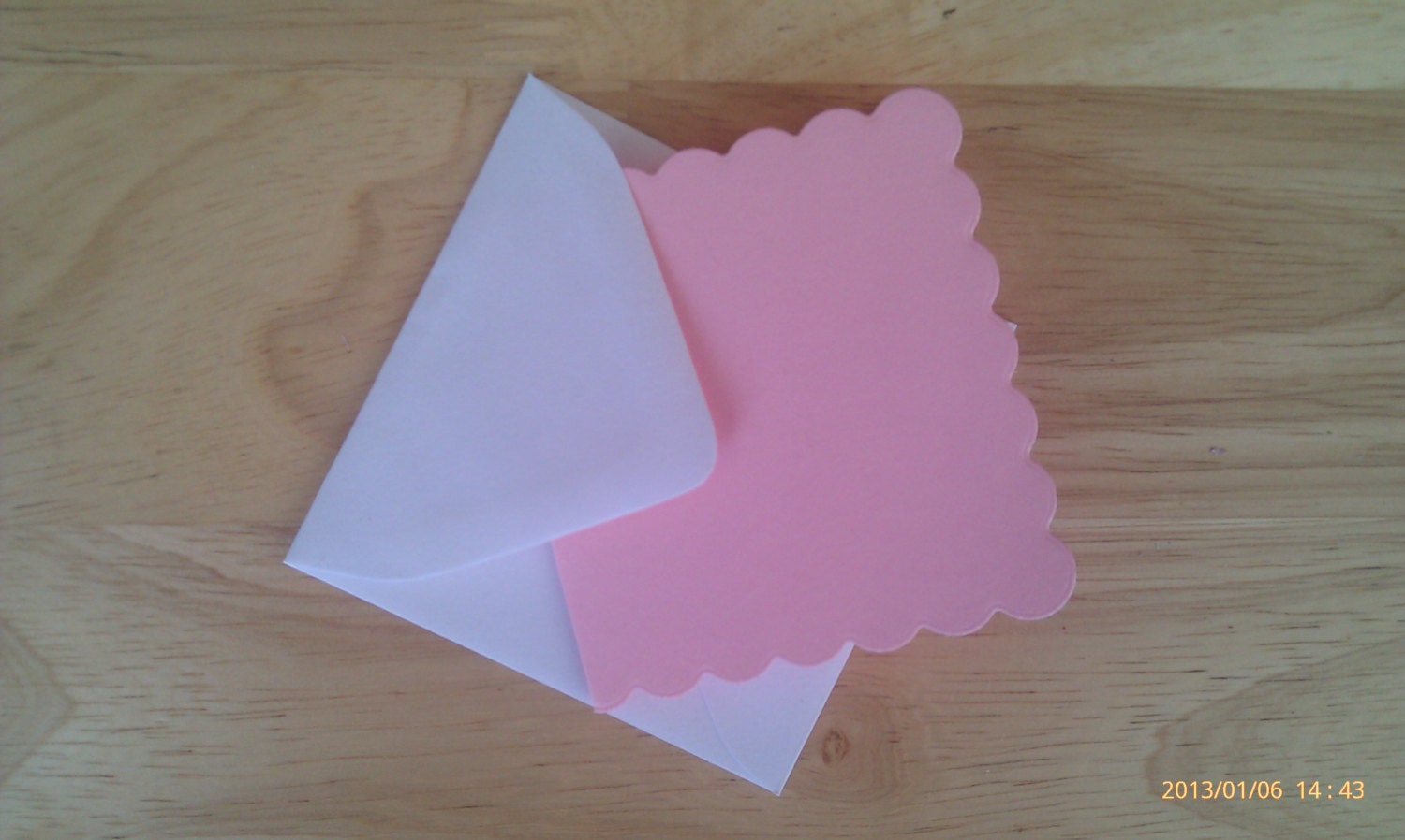 Blank Mini Cards with Envelopes - Light Pink - Set of Ten - Scalloped Squares