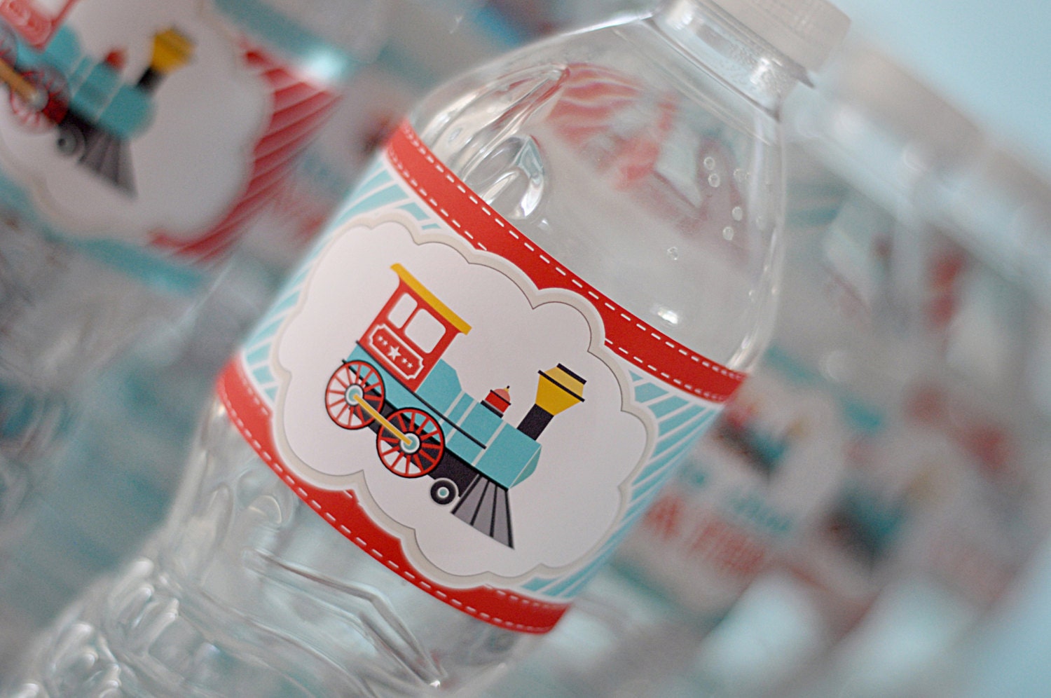 INSTANT DOWNLOAD - DIY printable water bottle wrappers- choo choo train
