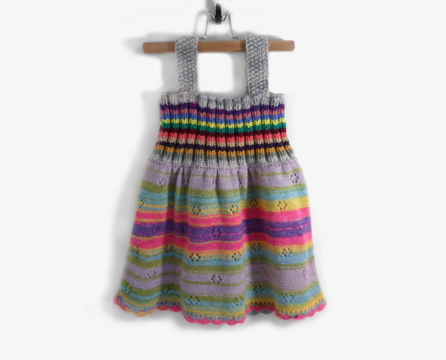 Knitted Girl Tunic Dress - Gray Multicolor, 4 - 5 years