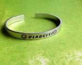 Medical ID Bracelet- Hand Stamped Aluminum Cuff- You Customize