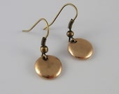Bronze Circle Earrings Coin Gold Color Handmade Wedding Bride Bridesmaid Mom Fashion Summer Fall Winter Spring