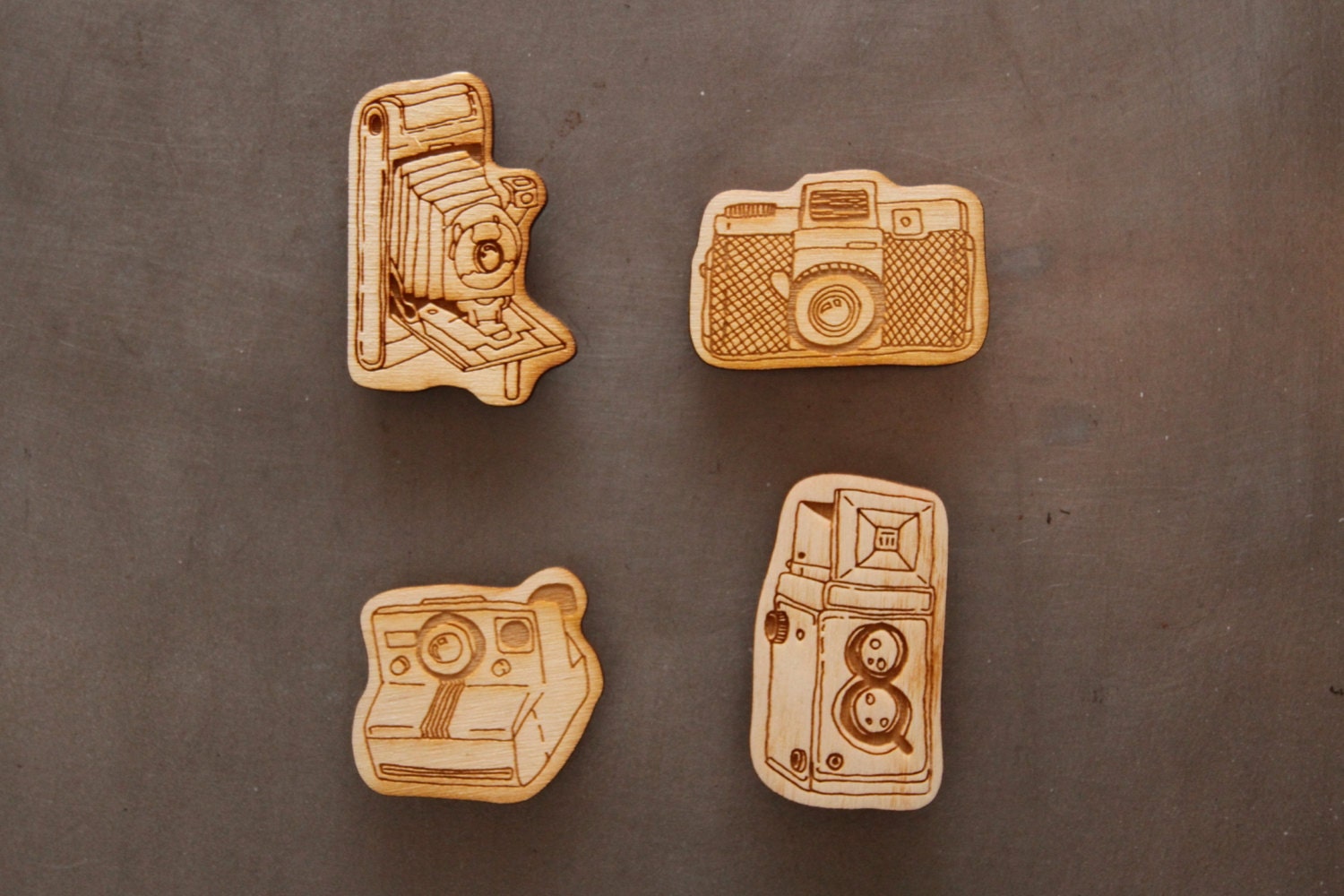 Set of Wooden Camera Magnets
