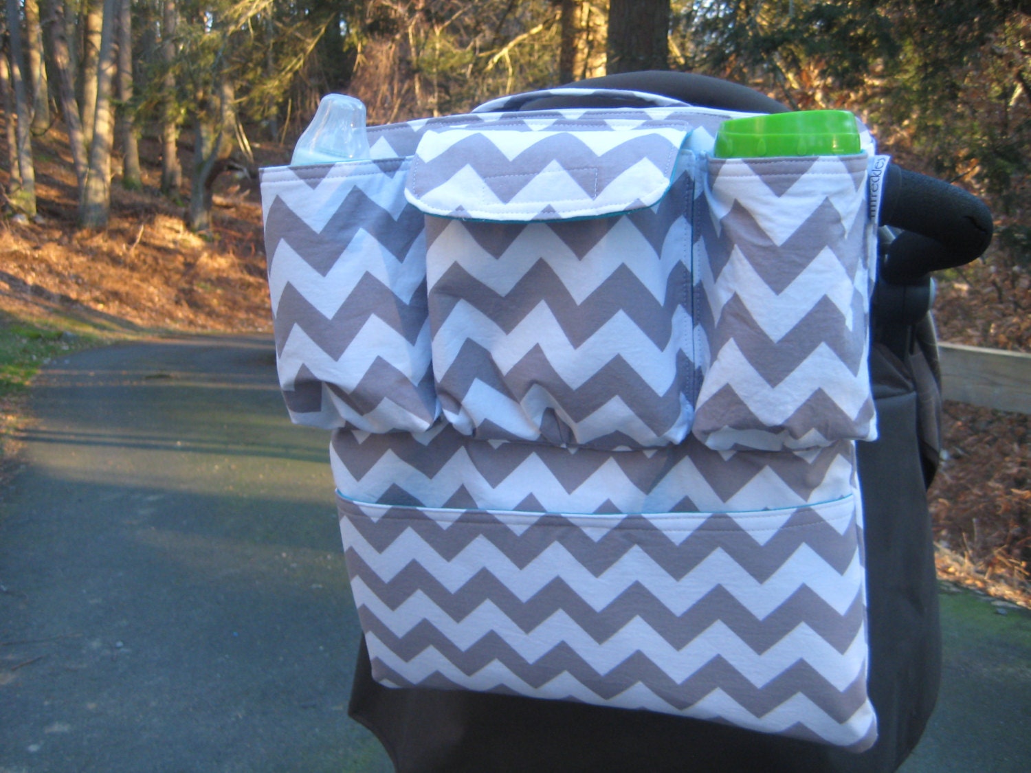 Ultimate Stroller Organizer- grey chevron