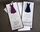 Set of 5 - Will You Be My Bridesmaid - Maid of Honor Cards - with Dress - Your Colors and Date