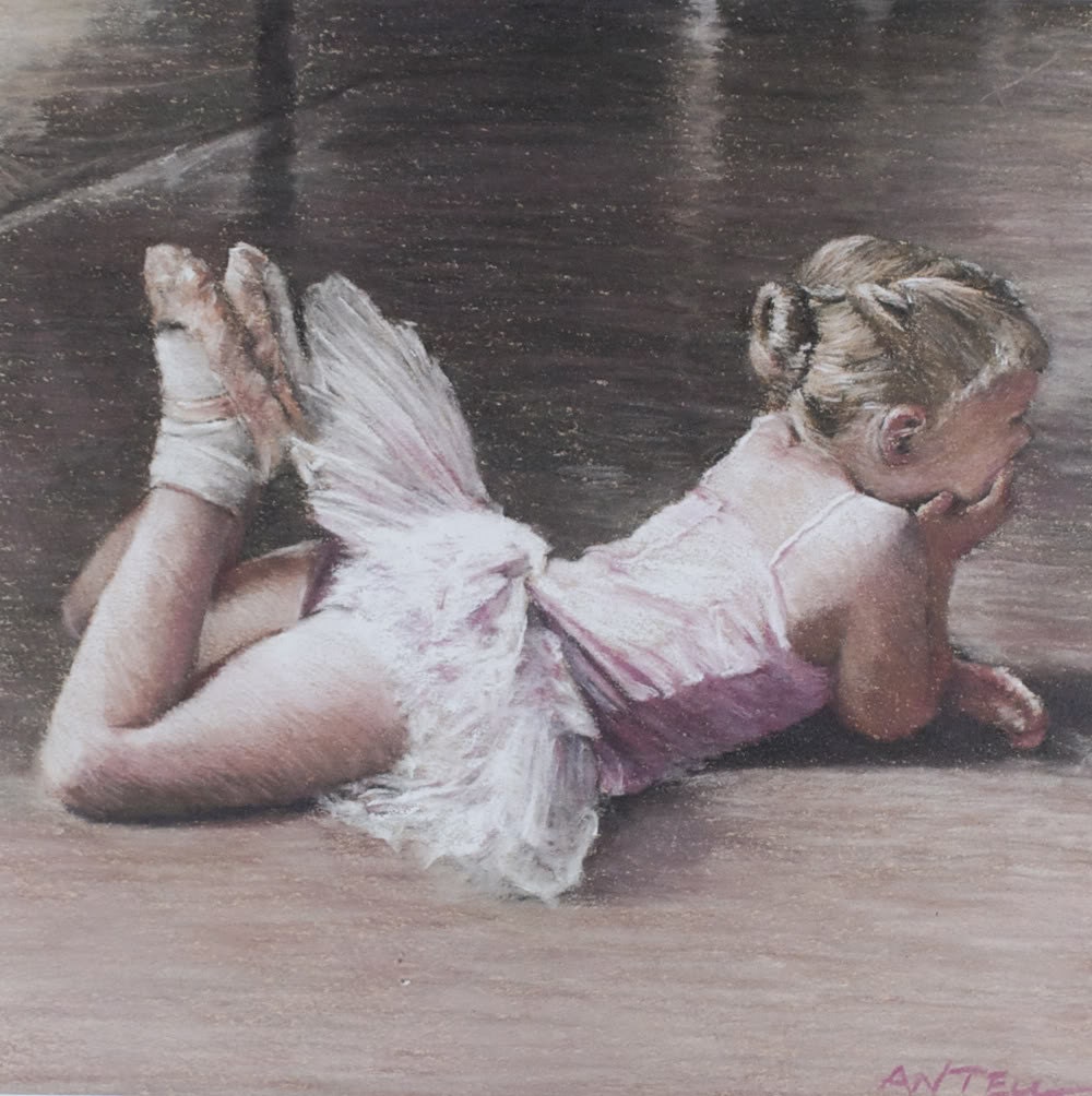 Little ballerina signed limited edition giclee ballet print from pastel drawing. Fits IKEA frames