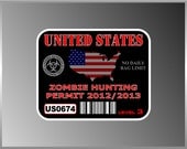 Zombie Hunting Permit Outbreak Vehicle Truck Vinyl Decal Bumper Sticker 4"x5"