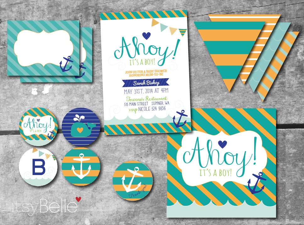 Nautical Baby Shower - Ahoy It's A Boy - Printable Party Collection by Itsy Belle Il_170x135