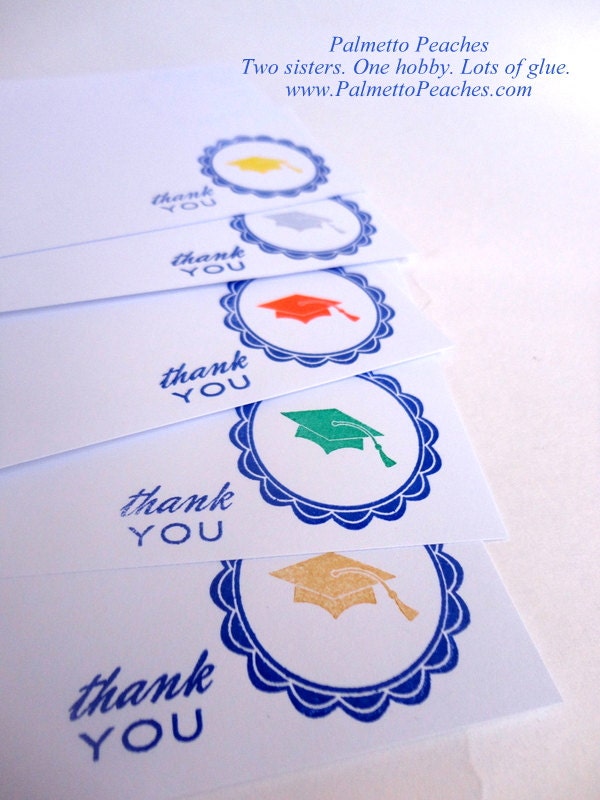 Notes  - Thank You - Graduation Flat Notes - Navy Set - Qty 5 - You Pick Color
