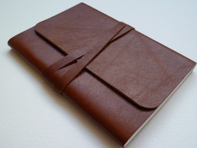 Leather Bound Notebook/Journal Rusty/Chestnut  Handmade