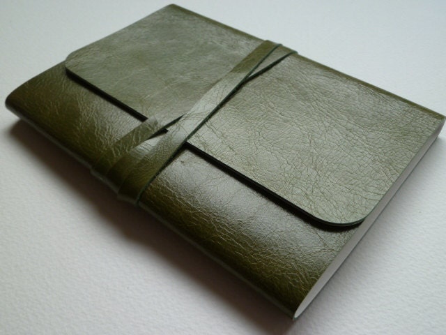 Leather Bound Artist Sketchbook Moss Green With an Antique Finish.