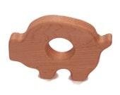 Baby Teething Toy - Organic Wood Pig Baby Teether