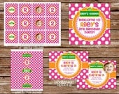 Custom Printable Pink & Orange Polka Dot Elmo Inspired Birthday Party Package
