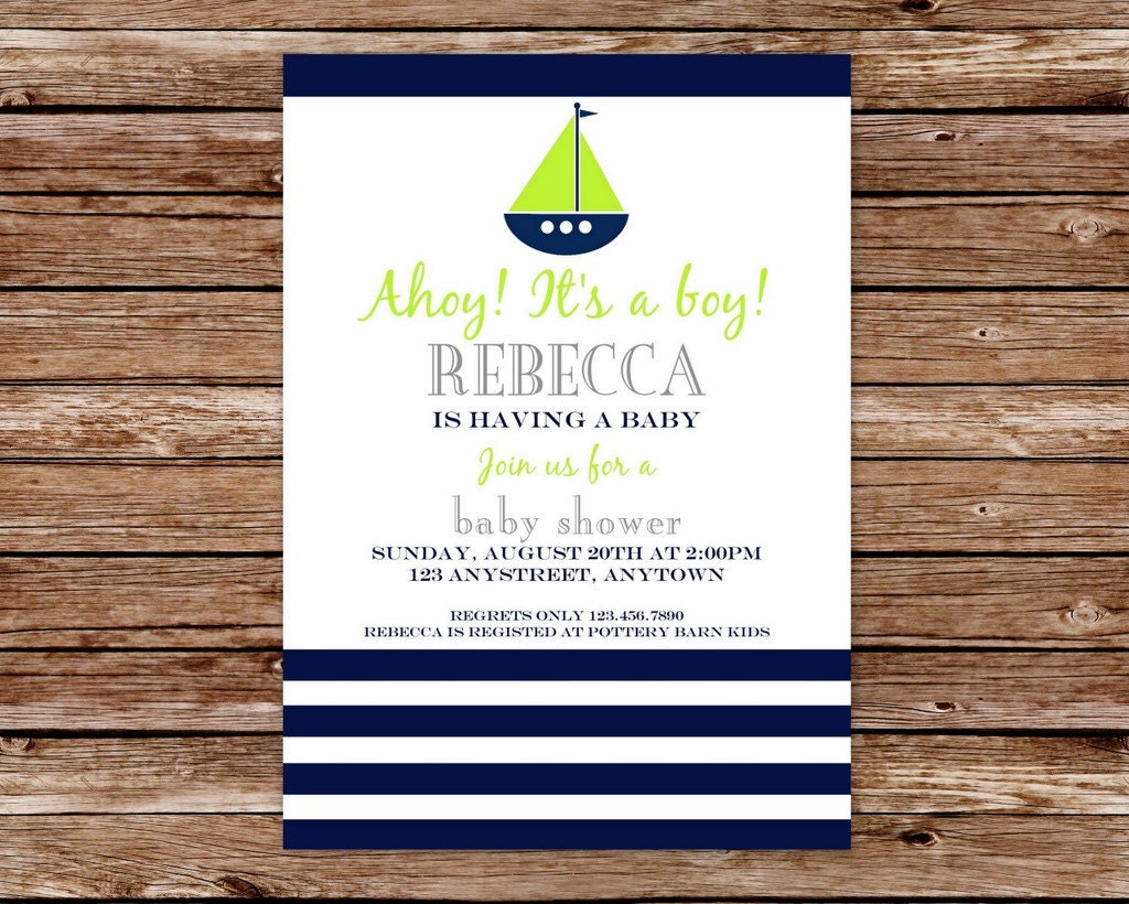 Printable Preppy Nautical Baby Shower or Birthday Party Invitation Il_170x135