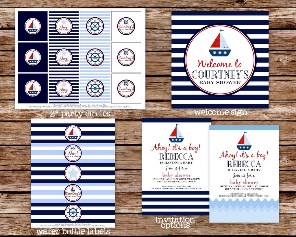 AHOY IT'S A BOY Custom Printable Nautical Baby Shower Party Package