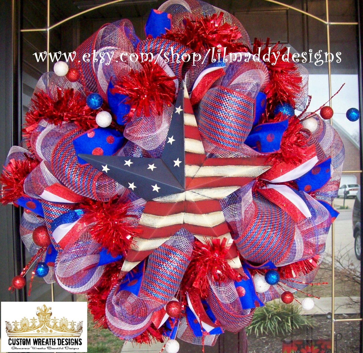 Patriotic Star Mesh Wreath