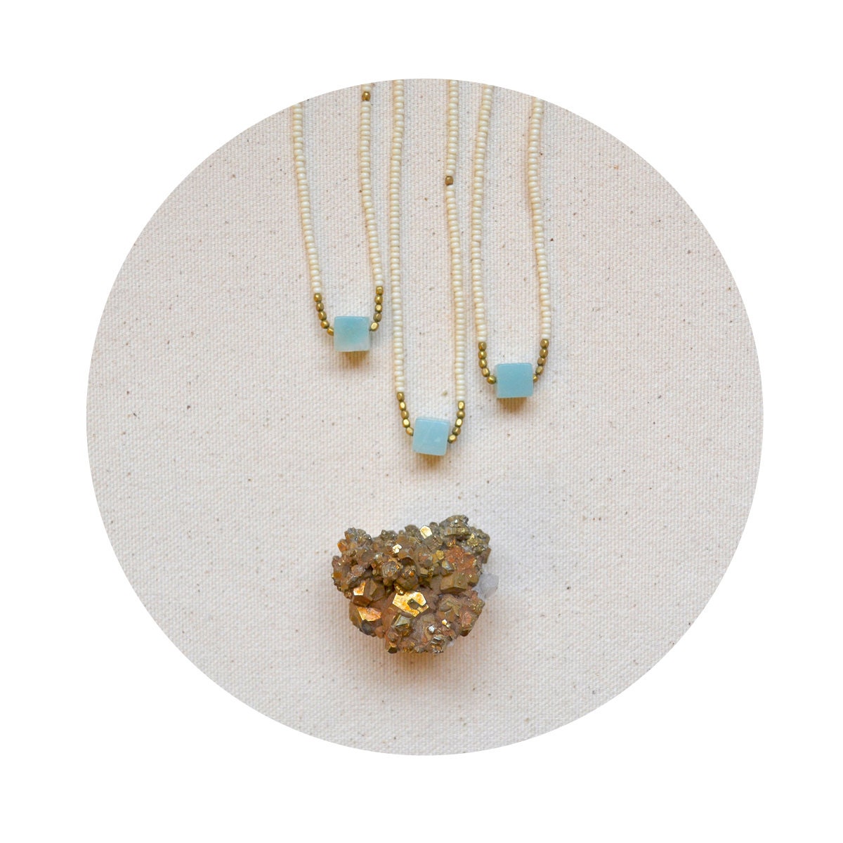 HALF OFF The Terrestrial Series in Bone White with Amazonite Cube