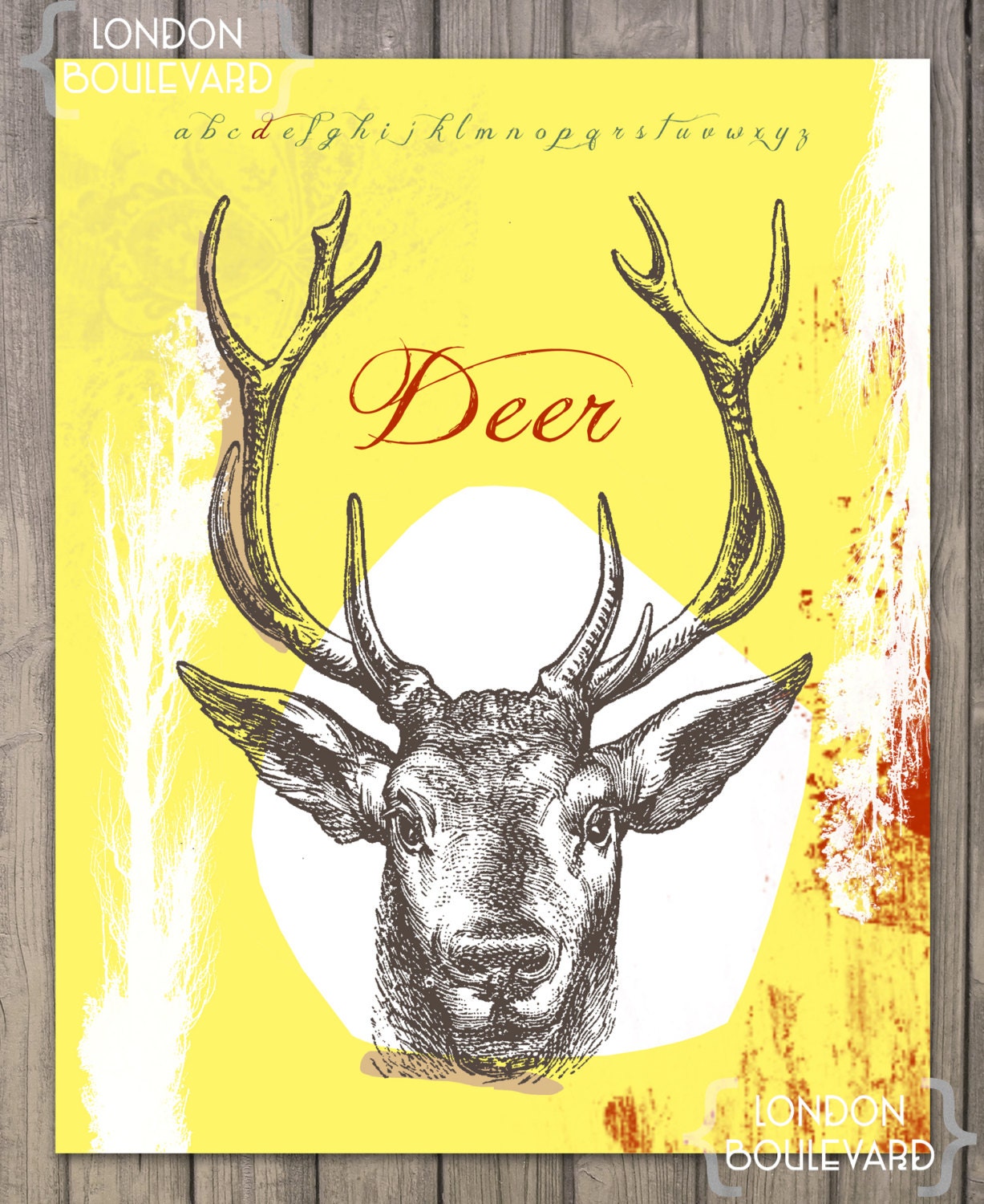 ABC Deer Digital Print for Nursery/Home - 8x10