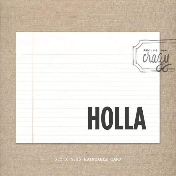 Buy e greeting ecards gifts - HOLLA - printable greeting card - postcard - ecard