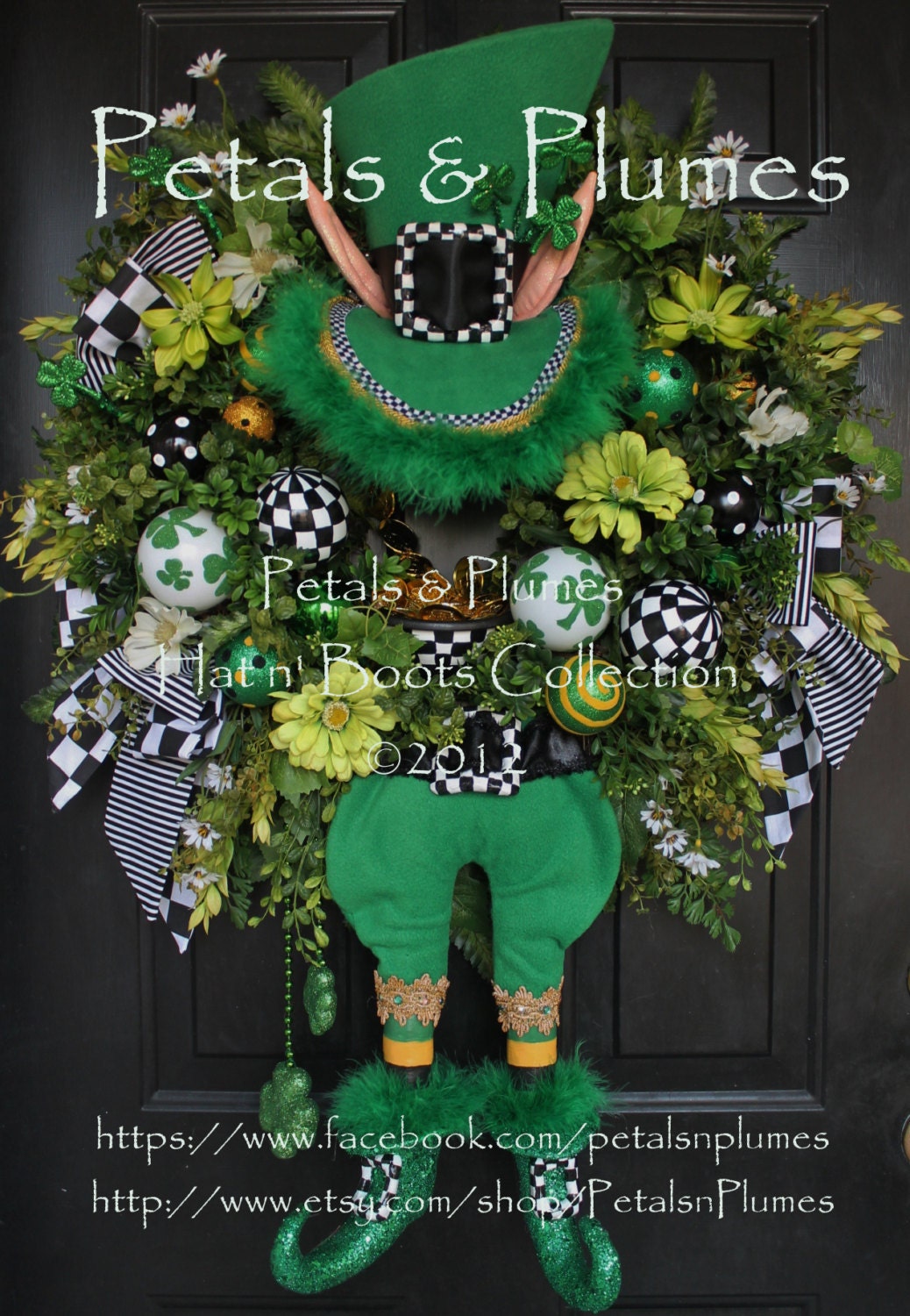 St Patricks Day Wreath-"St. Patty Leprechaun"-MADE To ORDER-(orders after 3/1/13 ship late June)