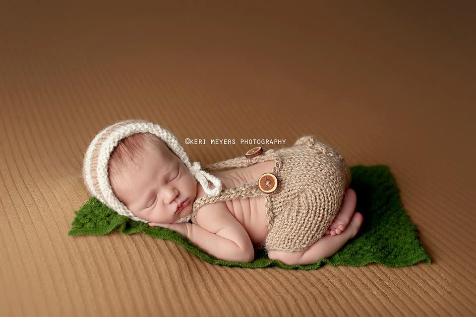 knit newborn baby shortalls overalls with pocket wooden tree branch buttons photography prop