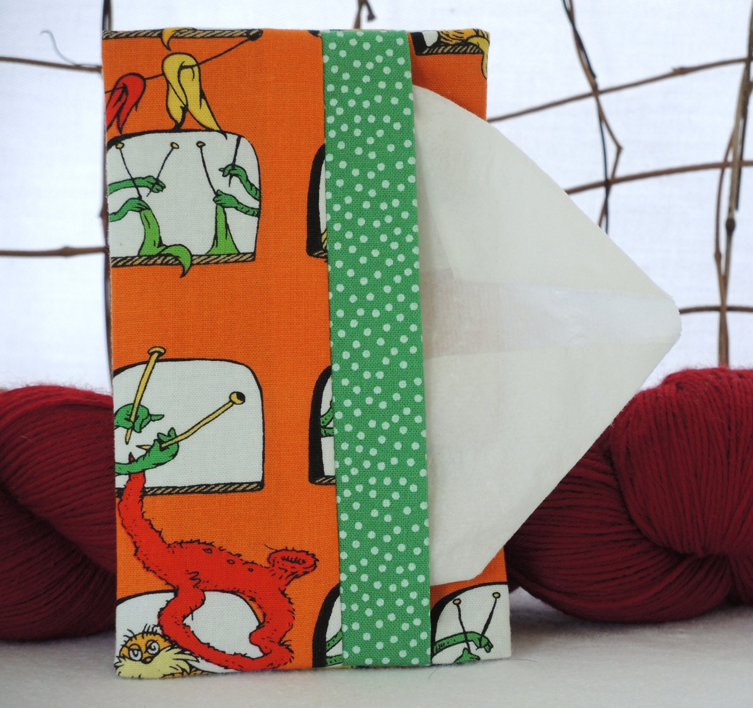 Tissue Holder for Purse & Travel:  Knitting Theme