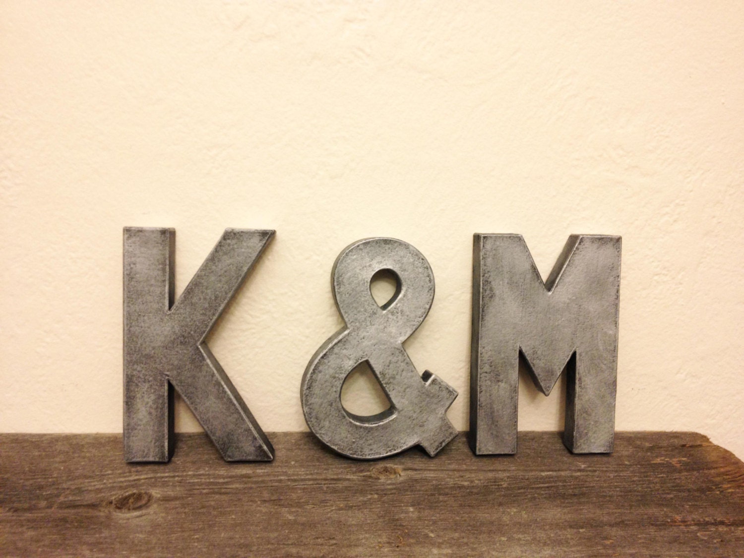 3 Faux Zinc Block Letters - Monogram or Initials - 8"