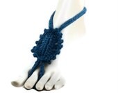 Barefoot Crochet Sandals, Turquoise Gypsy Sandals, Crochet Sandals, Beach Anklet Yoga Thong