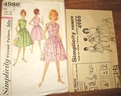 Plus Size Vintage 1960s Wrap Around Sleeveless Summer Dress V Back Tie Belt Women's Simplicity Sewing Pattern 4986 Bust 40 Factory Folds