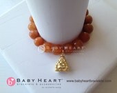 GOLD VERMEIL BUDDHA charm bracelet with red aventurine