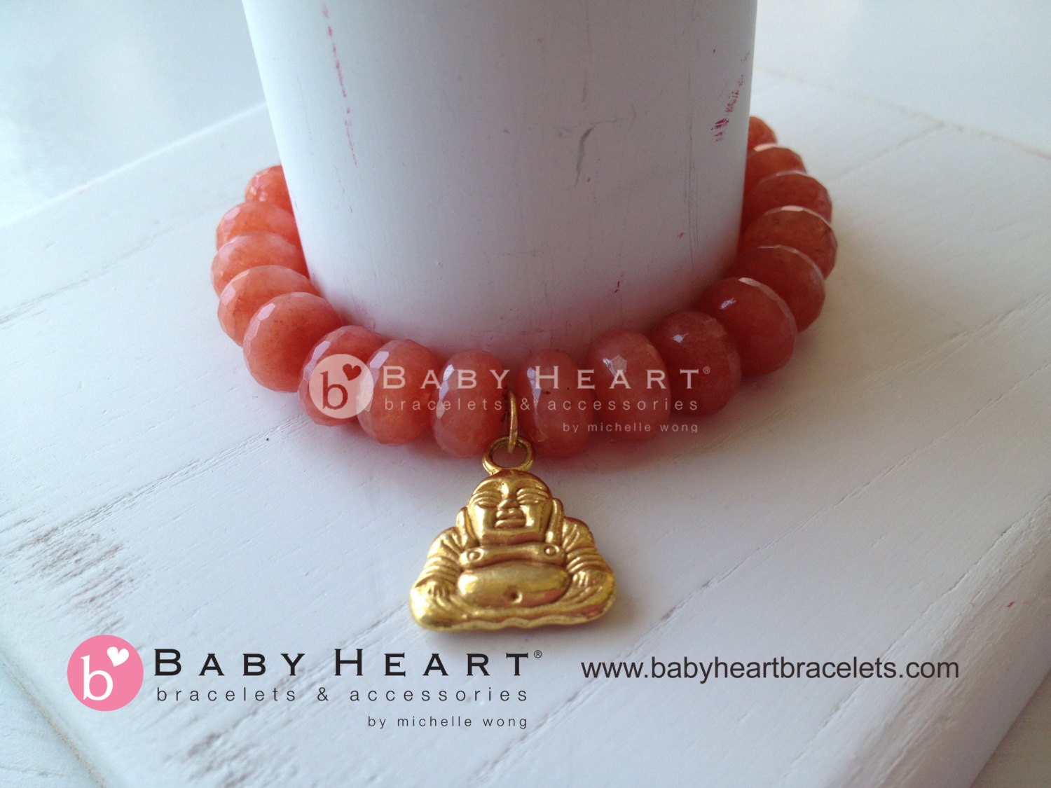 MELON BUDDHA charm bracelet with jade