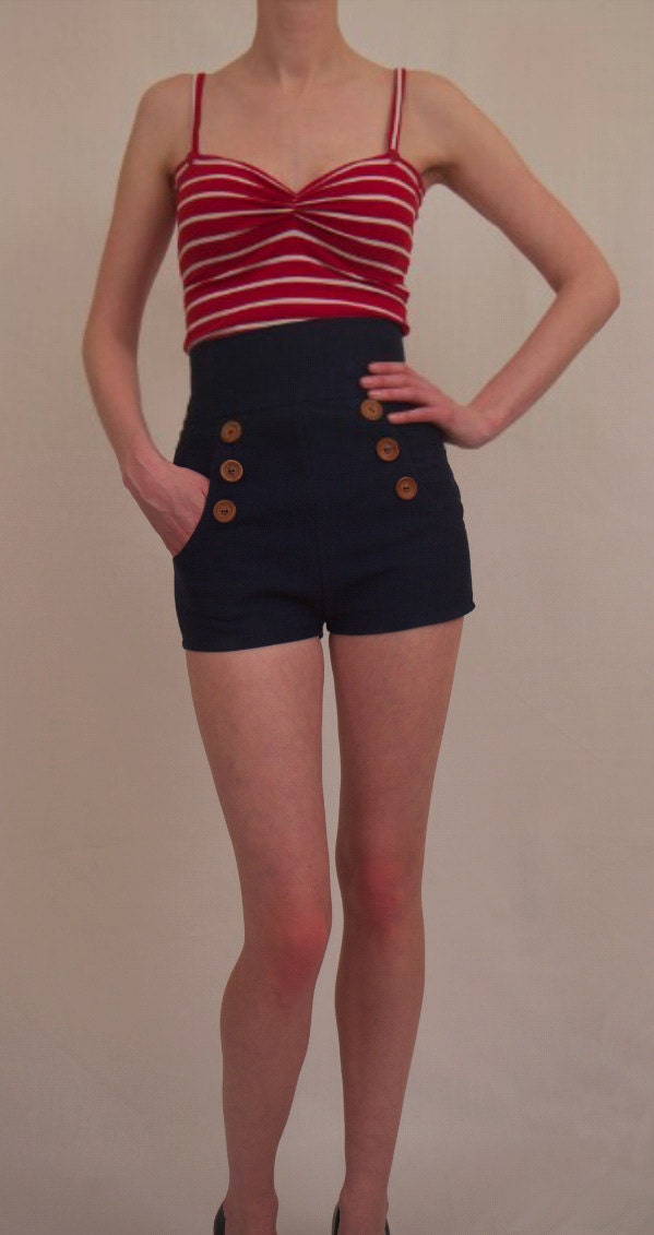 High waisted nautical style short shorts