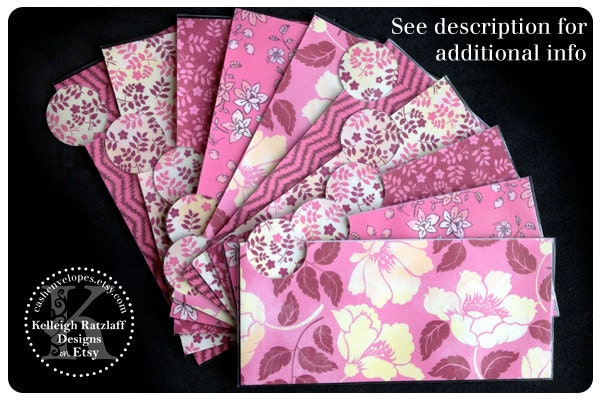 LAMINATED Cash Envelope System in Pink Profussion (10 envelopes)