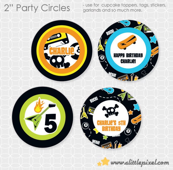 Rock'N Party Circles - Personalized Printable Il_170x135