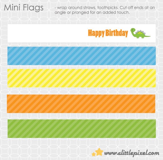 Dinosaur Theme Party Mini Flags Il_570xn