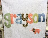 The Original Personalized Quilt Full/Queen, Baby Quilt, Raw Edge Applique Quilt, Name Quilt