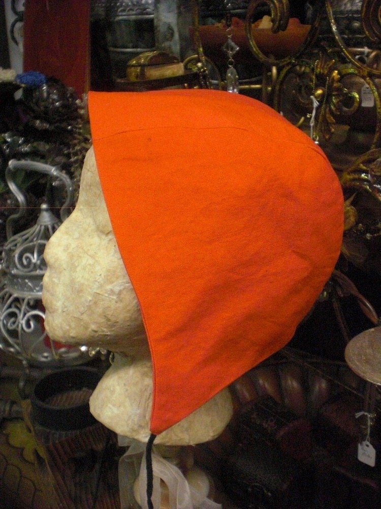 Red Linen Renaissance Coif