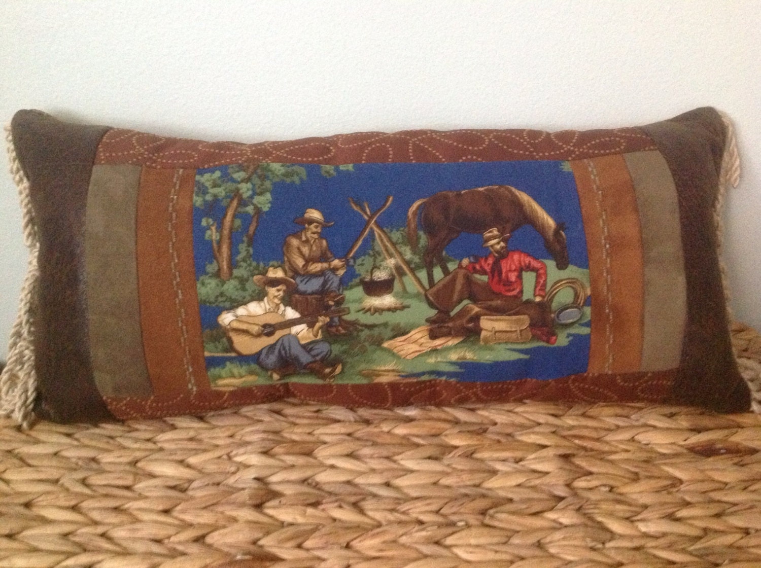 Western - Cowboys- Home Ranch Lodge Decor- Large Western Quilted Pillow