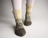 Hand Knitted Women's Wool Socks - 100 % Natural Organic Not Dyed Eco Clothing