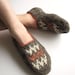Hand Knitted Slippers - Warm Clothing - 100% Natural Wool - Unbleached White, Terracotta, Brown