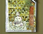 Buddha sitting under the Bodhi Tree, mixed media, ready to hang, healing meditation 9x12 canvas