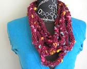 Rope Scarf Necklace - Cranberry with Yellow/Orange/Pink/Purple/Blue