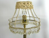 Lamp Shade Vintage Old Frame Fancy Square Vintage Lace Beaded Fringe