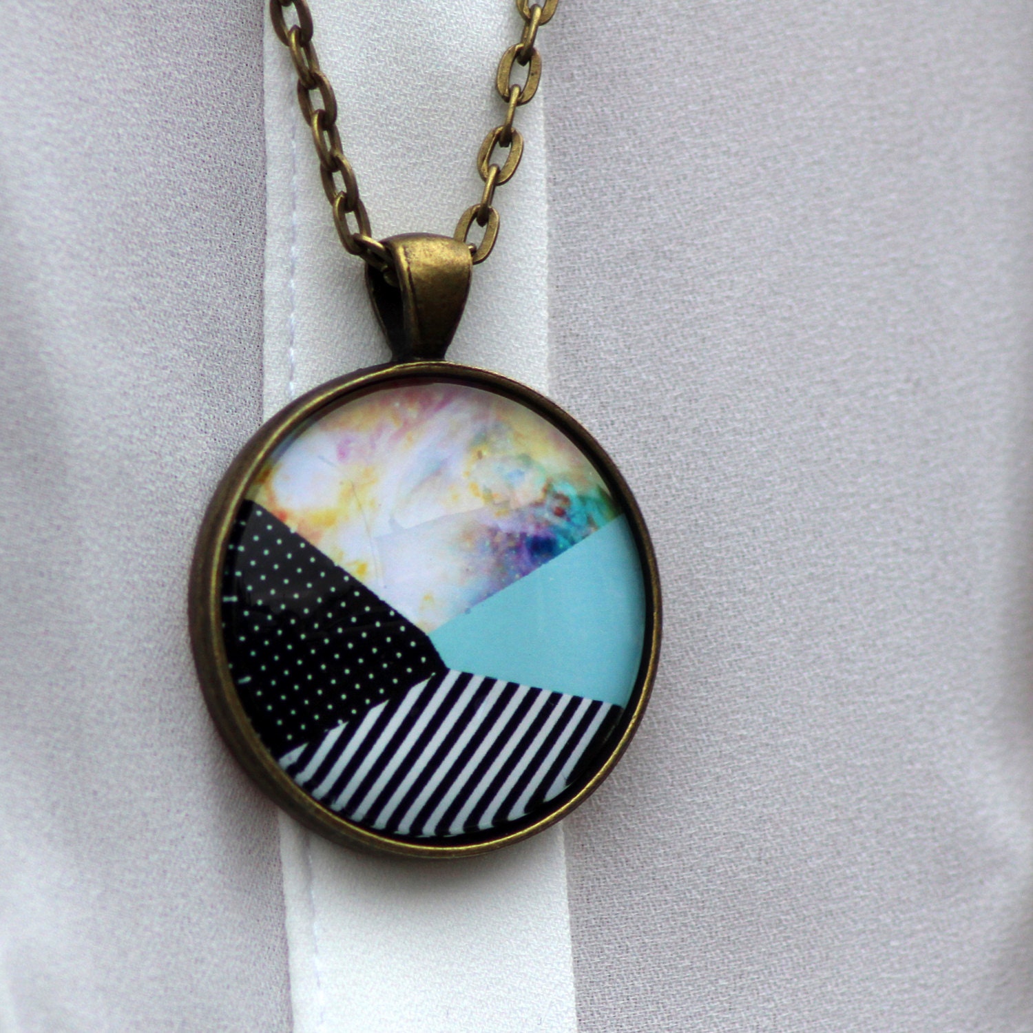 Orion Geometric Large Pendant Necklace - Wanderlust Collection - Galaxy, Universe, Outer Space