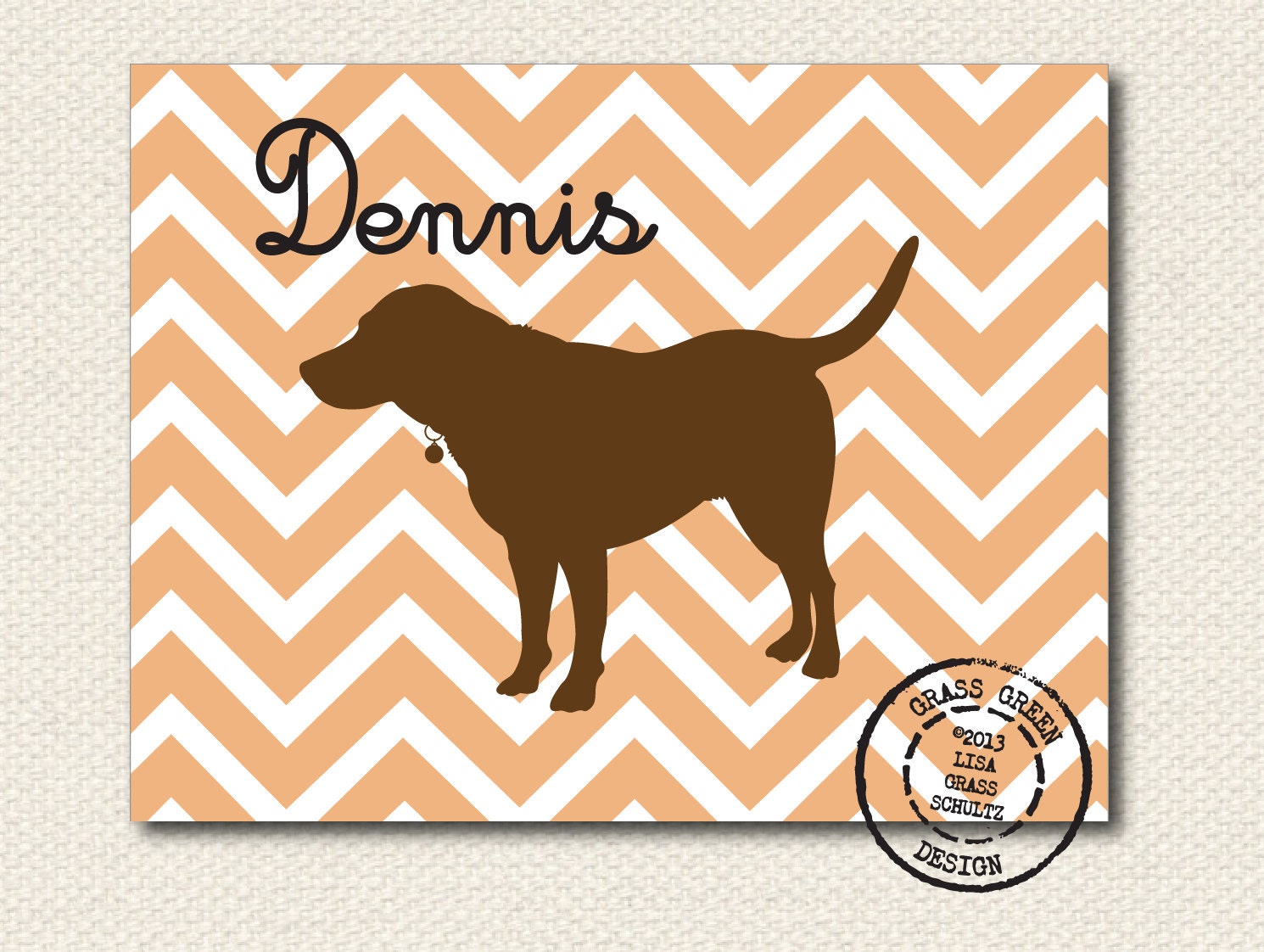 Custom Personalized Chevron Dog or Cat Silhouette Print 8x10