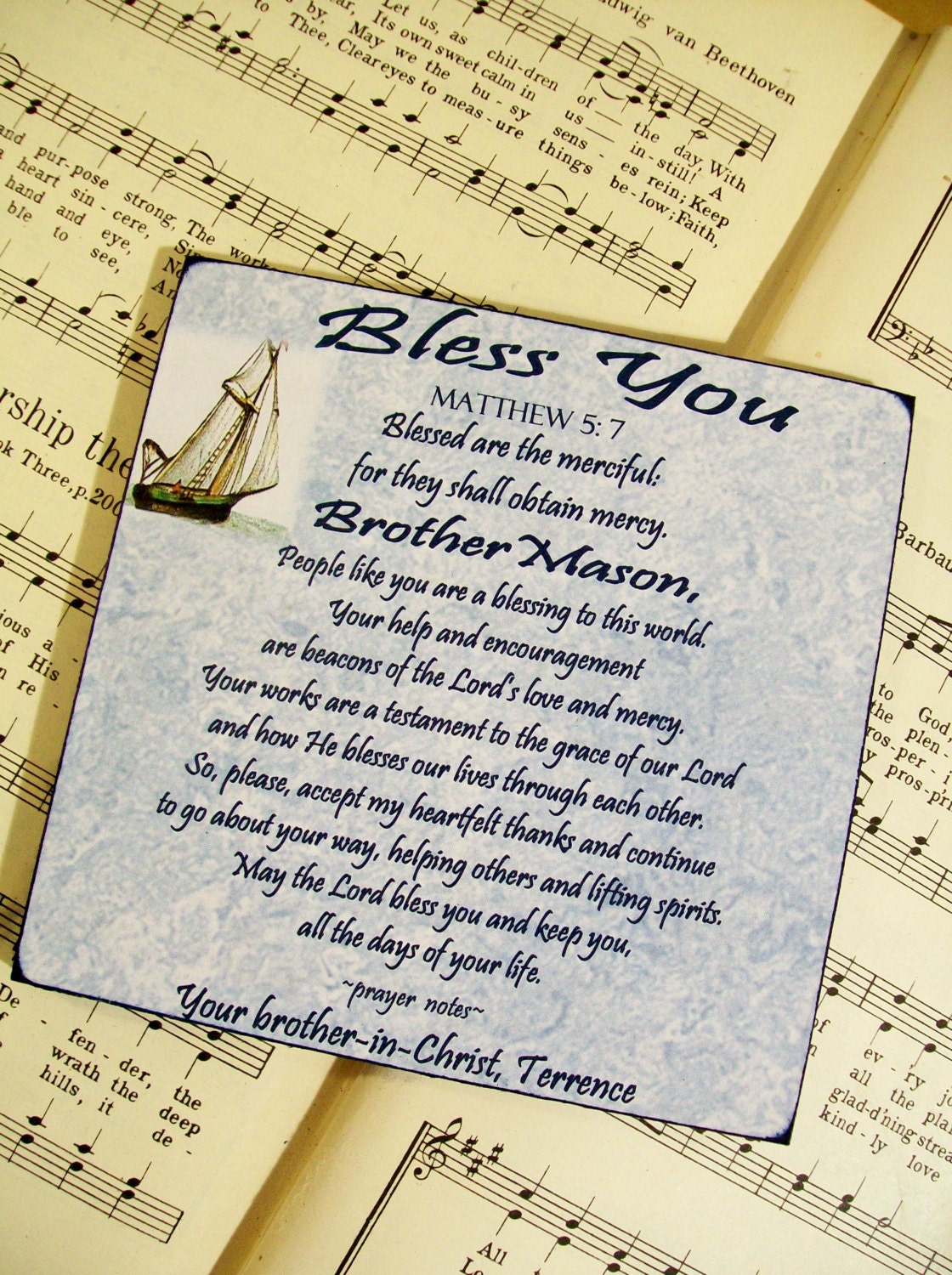 Coaster Blessing and Scripture Coaster Personalized Name Thank You Coasters for Men: Family, Friends, Pastors, Caregivers